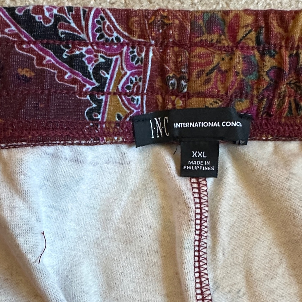 INC International Concepts Burgundy and Gold Paisley Skirt - Picture 2 of 4